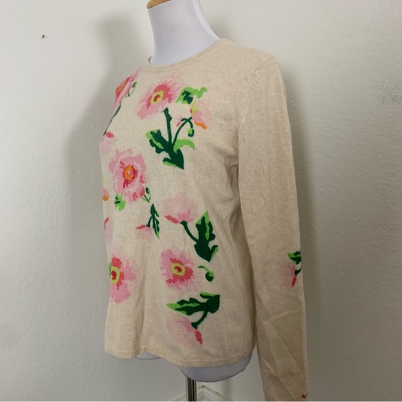 Frances Valentine Floral Intarsia Angora Lambswool Sweater Women’s S Pink Art - Picture 9 of 17